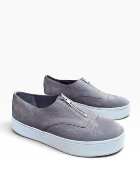 Vince Warner Zip-Front Nubuck Leather Platform Sneakers - Women's 7.5